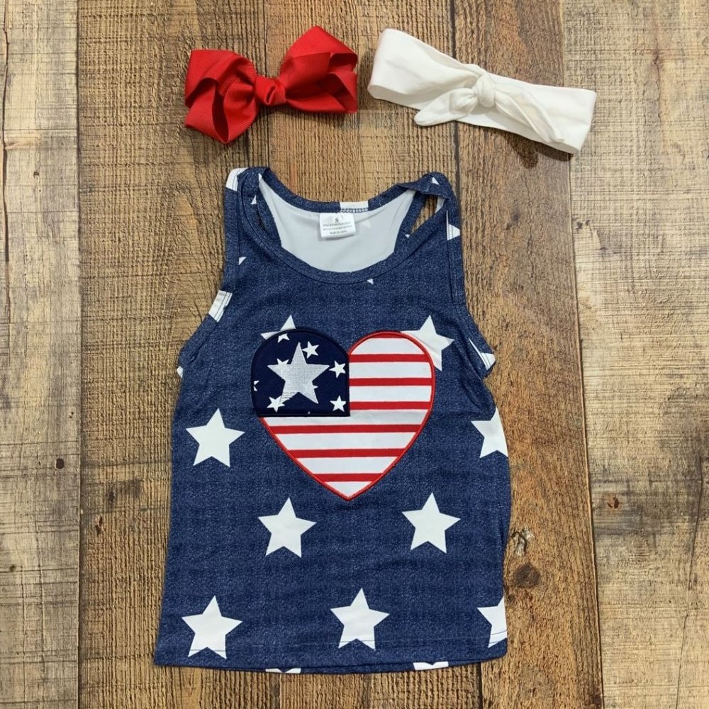 USA Flag Heart Tank Top W/ Stars